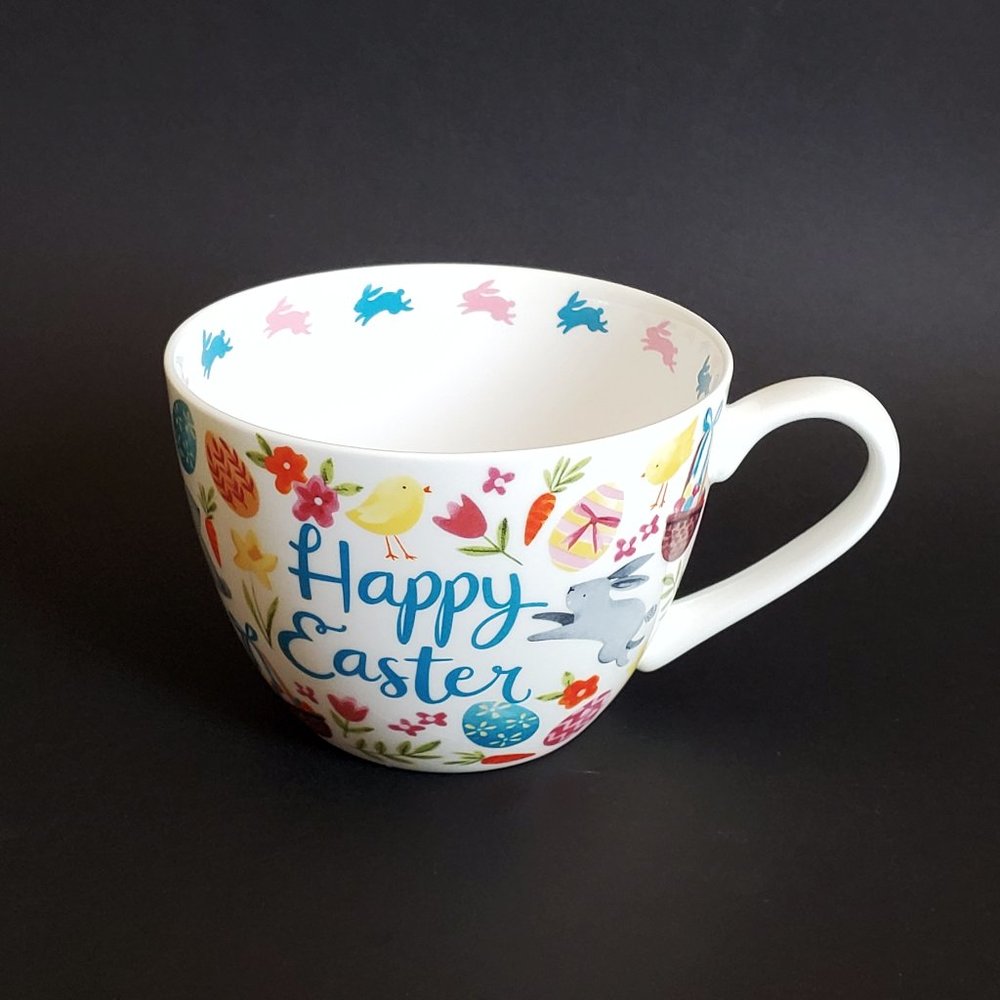 Portobello By Design Happy Easter Bone China Mug, Oversized Teacup